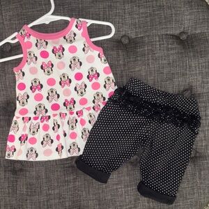 3-6mo Minnie Mouse Dress with Black Polka Dot Pants set